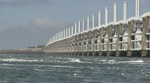Storm surge barrier Stock Footage 24976525