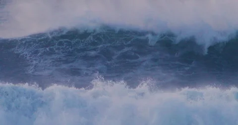 Storm surge ocean waves intense crashing water slow motion Video stock 330919890