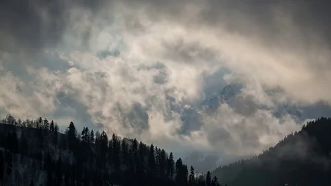 Storm Suset Cloud Playing above the relict forest Stock-Footage 83695661