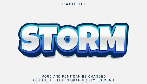 Storm text effect template in 3d design Stock Illustration