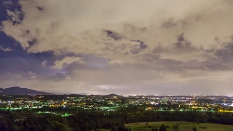 Storm with Thunders and Lightning over Natural Landscape, Timelapse Stock Footage 316703253