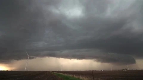 Storm Time Lapse Wind Farm Stock Footage 240863096