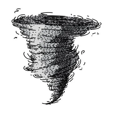 Storm tornado sketch hand drawn vector Stock Illustration