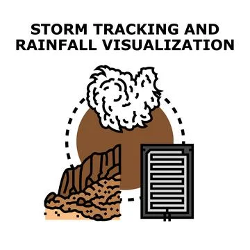 Storm tracking and rainfall visualization system Stock Illustration