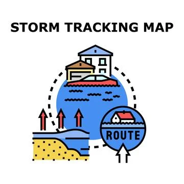 Storm tracking map illustrating natural disaster prevention Stock Illustration