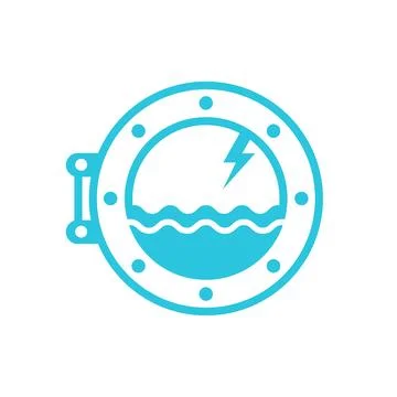 Storm, trough a ship window icon. Isolated on white background. From blue i.. Stock Illustration