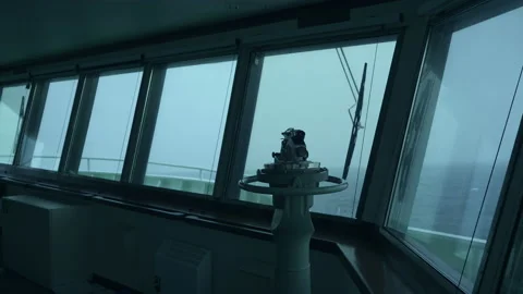 Storm. Vessel. View from bridge. Direction finder in the foreground. Strong Stock Footage 218580689