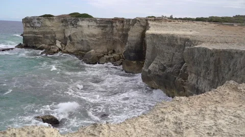 Storm. View from the cliff to the rough sea. Stock Footage 286869164