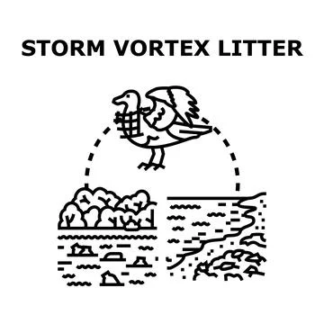 Storm vortex litter causing environmental ocean pollution Stock Illustration