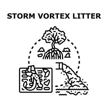 Storm water pollution creating ecosystem trash vortex Stock Illustration