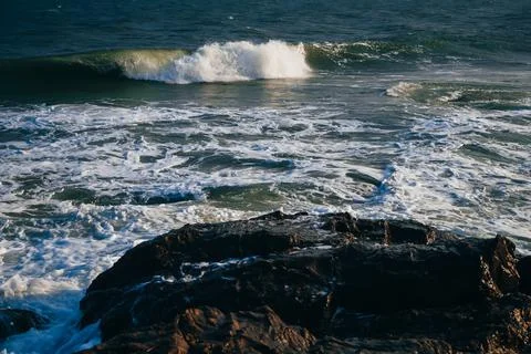 Storm with waves and foam Stock Photos