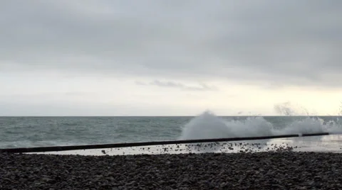 Storm waves on the beach Stock-Footage 45026415
