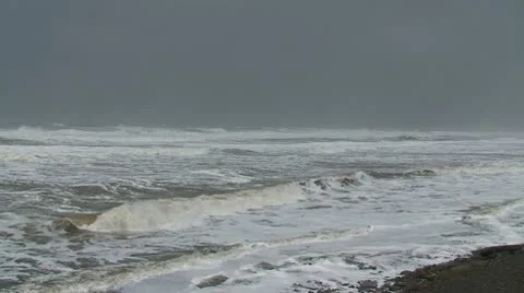 Storm waves BIG at SF Beach Z-in beach to CU Waves Stock Footage 10747500