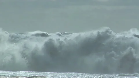 Storm waves breaking against rocks on ocean shoreline Stock Footage 46539682