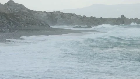 Storm with waves on the coast Stock Footage 233363236