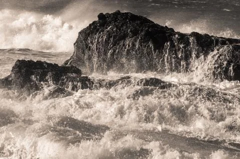 Storm waves at the coast Stock Photos