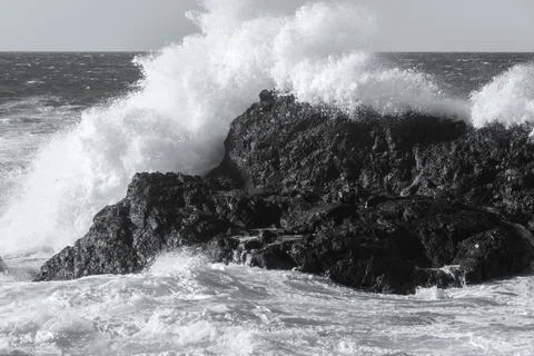 Storm waves at the coast Stock Photos