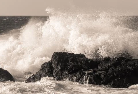 Storm waves at the coast Stock Photos