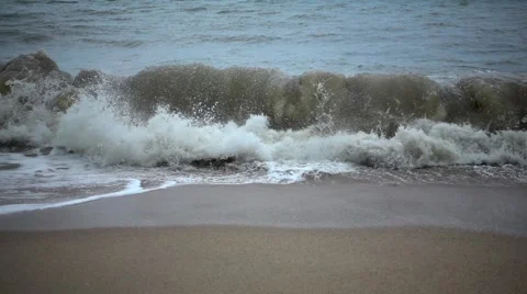 Storm Waves on the Coast. Slow Motion Stock Footage 58594916