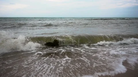 Storm Waves on the Coast. Slow Motion Stock Footage 58594996
