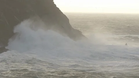 Storm Waves Crash County Donegal Ireland Stock Footage 99008168