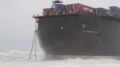 Storm Waves Hit Ship Stock Footage 55215073
