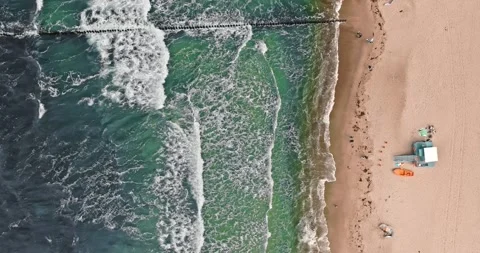 Storm waves over the Baltic Sea in summer, Poland Stock Footage 342551263