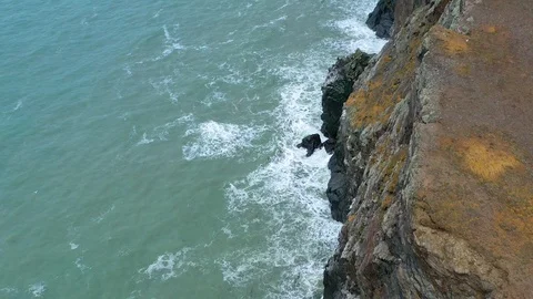 Storm waves run on the rocky coast. Stock Footage 120822705