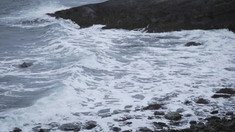 Storm waves shore Stock Footage 167035649
