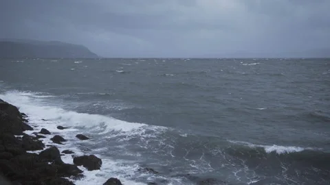 Storm waves shore Stock Footage 167035813