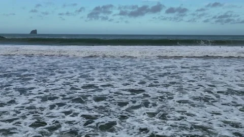 Storm Waves in Slow Motion from a drone, Cornwall, England 動画素材 228515744