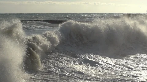 Storm Waves in SlowMotion Stock-Footage 87256807