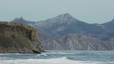 Storm on the wild seashore Stock Footage 72769639
