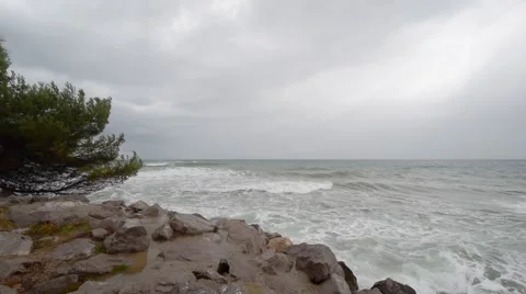 Storm wind and waves on the Adriatic coast 스톡 동영상 60229561