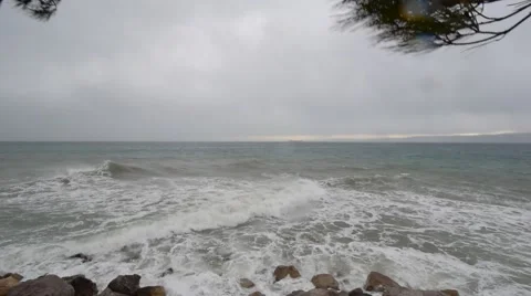 Storm wind and waves on the Adriatic coast Stock Footage 60229940