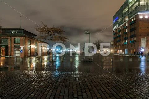 Storm Xaver floods the Port of Hamburg Stock Photos