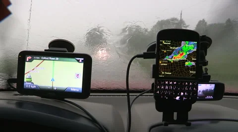 Stormchaser caught in severe rain and wind in tornado warned thunder storm Stock Footage 51337306