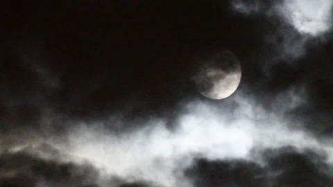 Storms clouds across the moon Stock-Footage 111070425