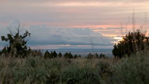 Storms in spring at sunset great basin Steens Mountain Oregon 3 Stock-Footage 81890815