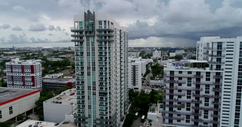 Storms in west Miami seen from Edgewater Video stock 156974508