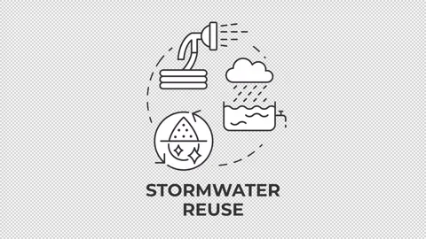 Stormwater reuse line concept icon animation Stock Footage 337774385