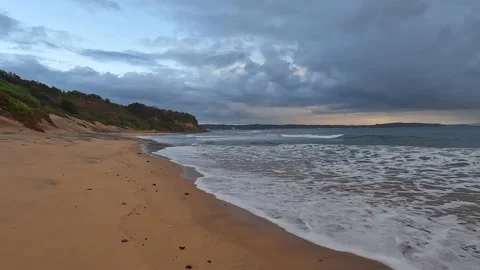 Stormy and Empty Beach Stock Footage 206183104