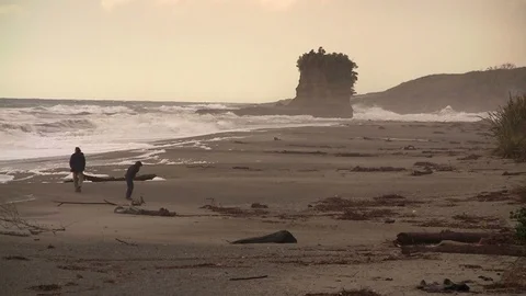 Stormy beach scene Stock Footage 90211681