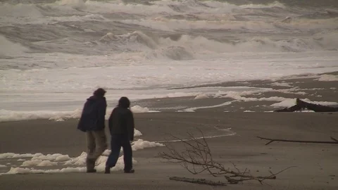 Stormy beach scene Stock Footage 90211712
