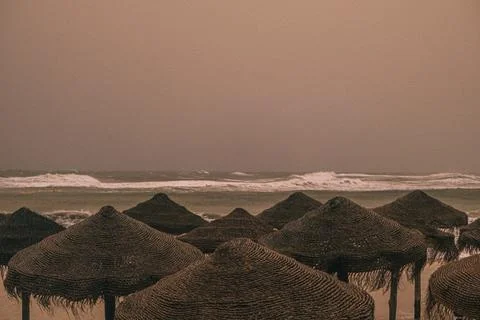 Stormy Beach Solitude Stock Photos