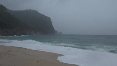 Stormy beach waves Stock Footage 323082697