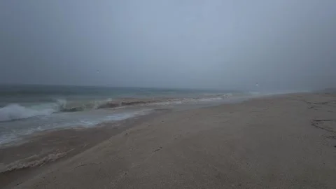 Stormy beach waves Stock Footage 323083045