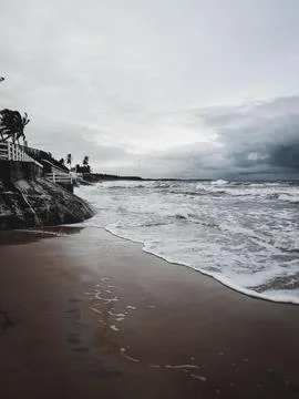 Stormy beach with waves Stock Photos