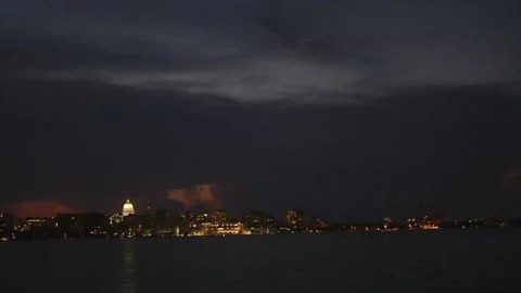 Stormy city skyline Stock Footage 232870403