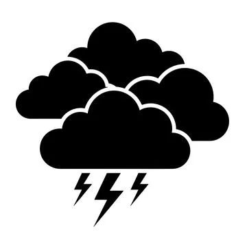 Stormy cloud icon with lightning bolts depicting severe weather Stock Illustration